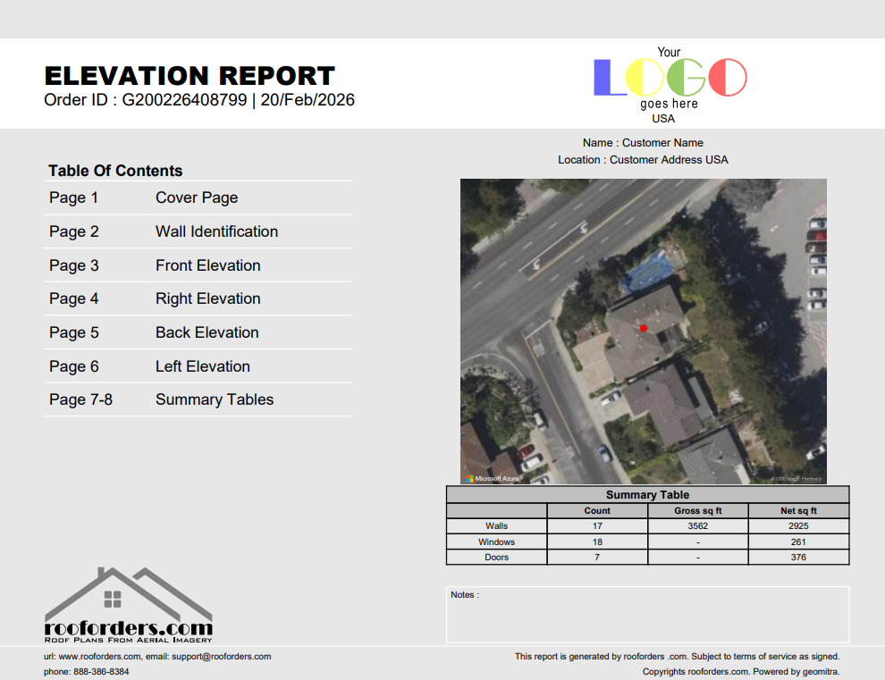 Elevation Report Cover Page